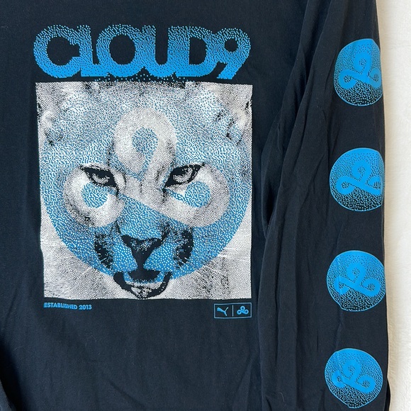 Puma Men’s X Cloud9 Neon Esport Long Sleeve T-shirt Black Blue Size Large - Picture 7 of 10
